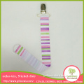 Customized Europe Nickel-free simple stripe baby girls pacifier clip